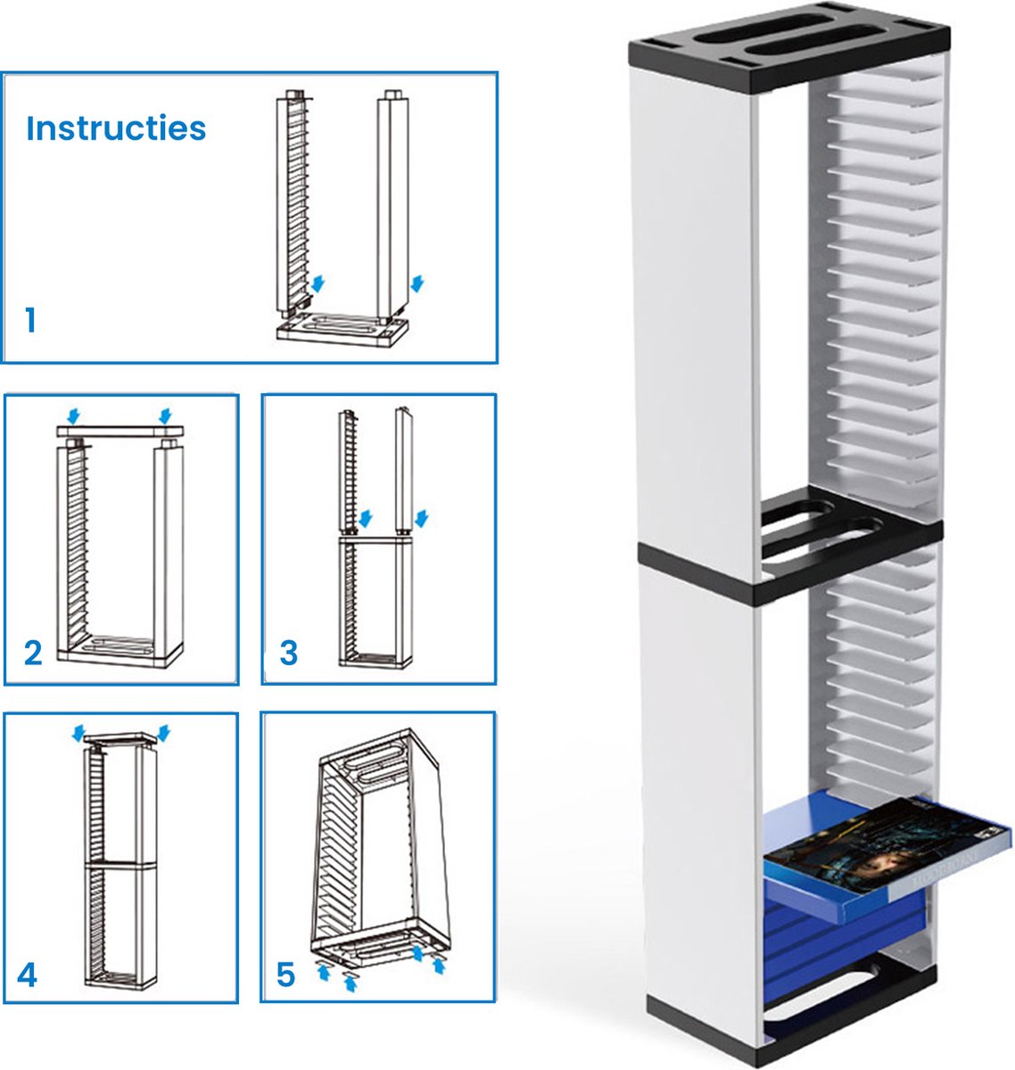 YONO Spellen Houder XL - Geschikt voor Playstation PS 5 / 4 / Xbox Series X / S - Game Organizer met Controller Houder - Tot 36 Games