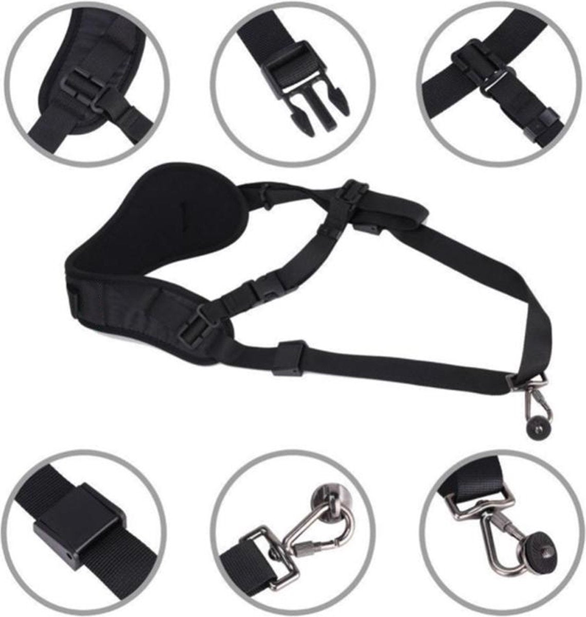 YONO Camera Riem voor Systeemcamera - Luxe Camera Strap geschikt voor Canon - Nikon - Sony - Schouderriem Draagriem Fotocamera - Zwart