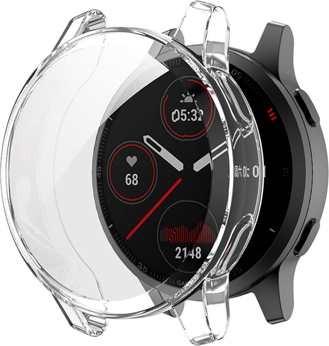 YONO Full Cover Bumper geschikt voor Garmin Venu 2 / Vivoactive 4 - Siliconen Case Screen Protector Hoesje - Transparant