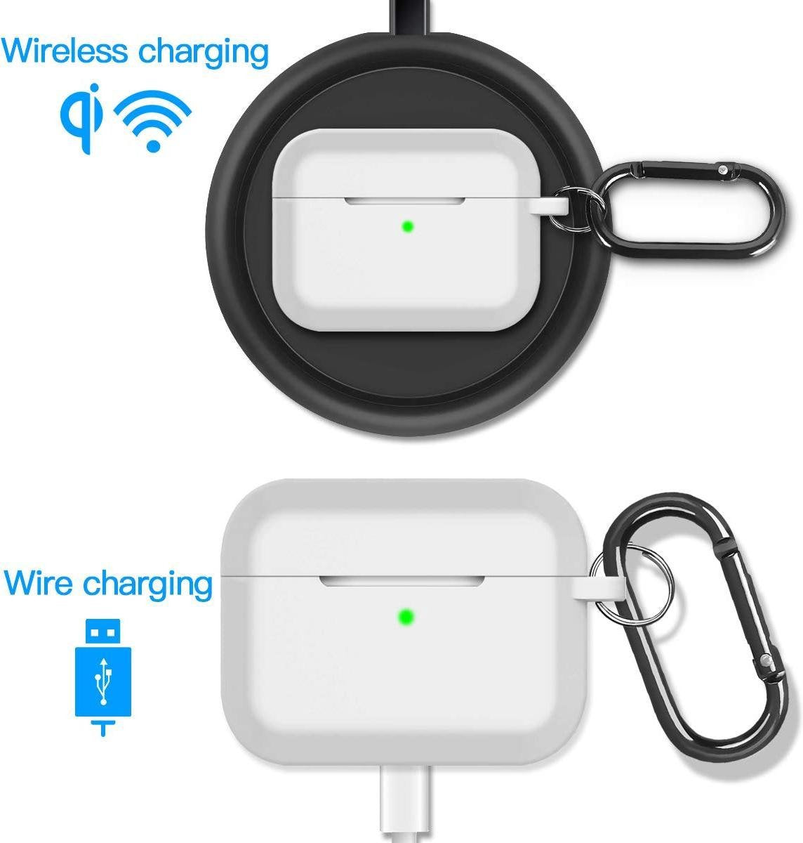 YONO Siliconen Hoesje geschikt voor Apple Airpods Pro 1 / 2 - Met Clip - Wit