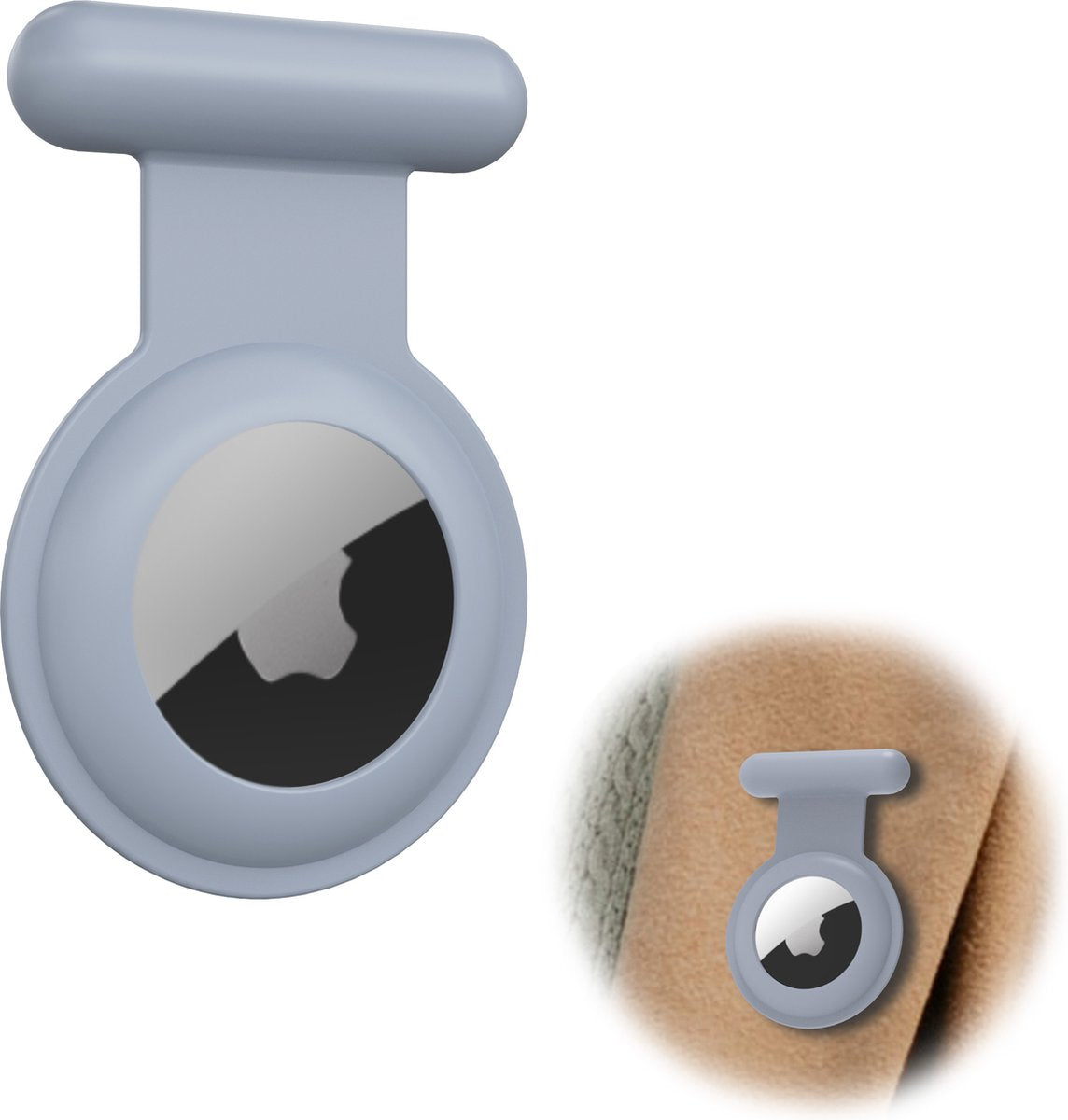 YONO Pin Case geschikt voor Apple AirTag - Hoesje Kind voor Binnenkant Kleding - GPS Tracker Kinderen - Speld Hanger - Siliconen Houder - Grijs