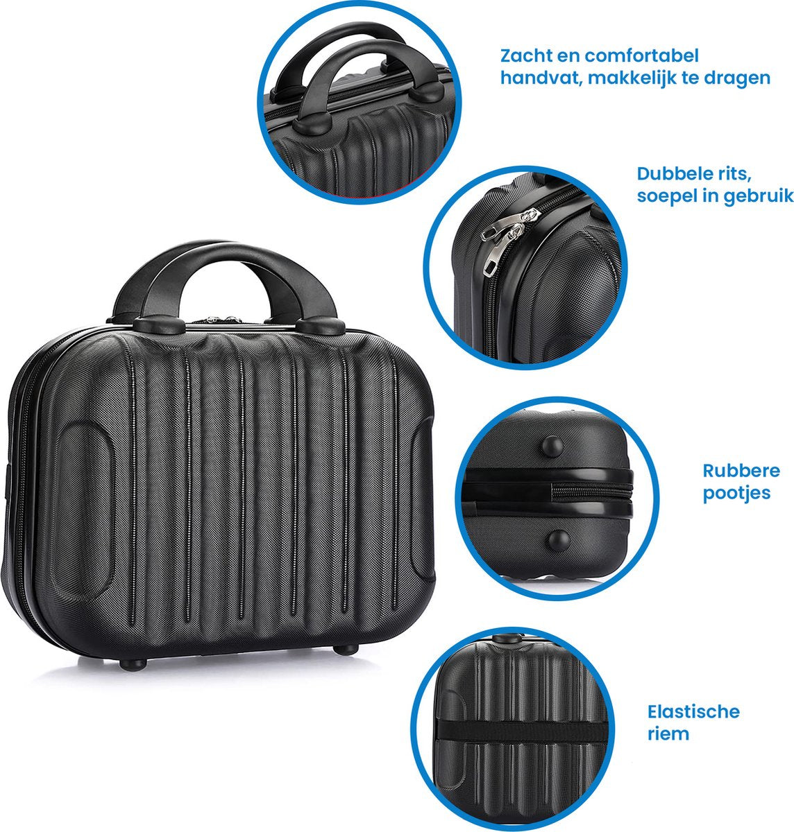 YONO Beautycase Koffer - Luxe Make-up Tas - Handbagage Hard Shell - Zwart