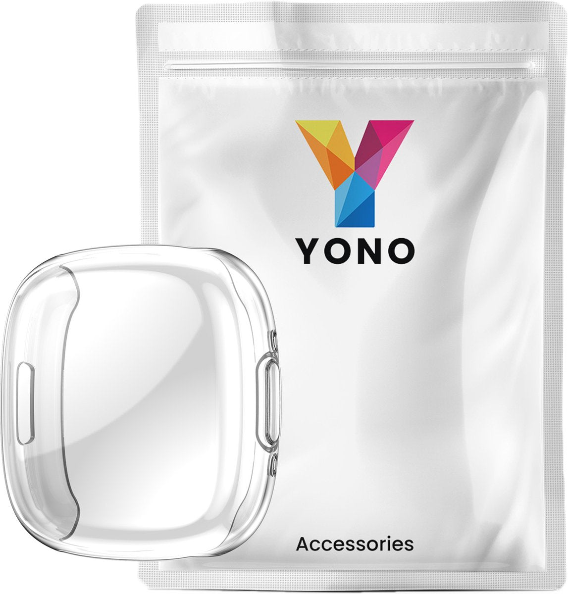 YONO Bumper geschikt voor Fitbit Versa 4 / Sense 2 - Screen Protector Hoesje - Full Cover Case - Transparant