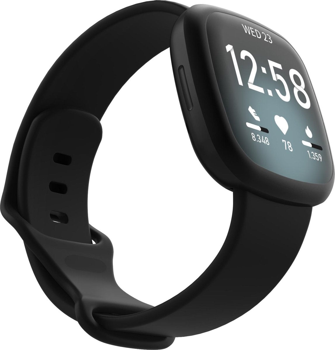 YONO Bandje geschikt voor Fitbit Versa 4 / 3 / Sense – Siliconen – Zwart – Large