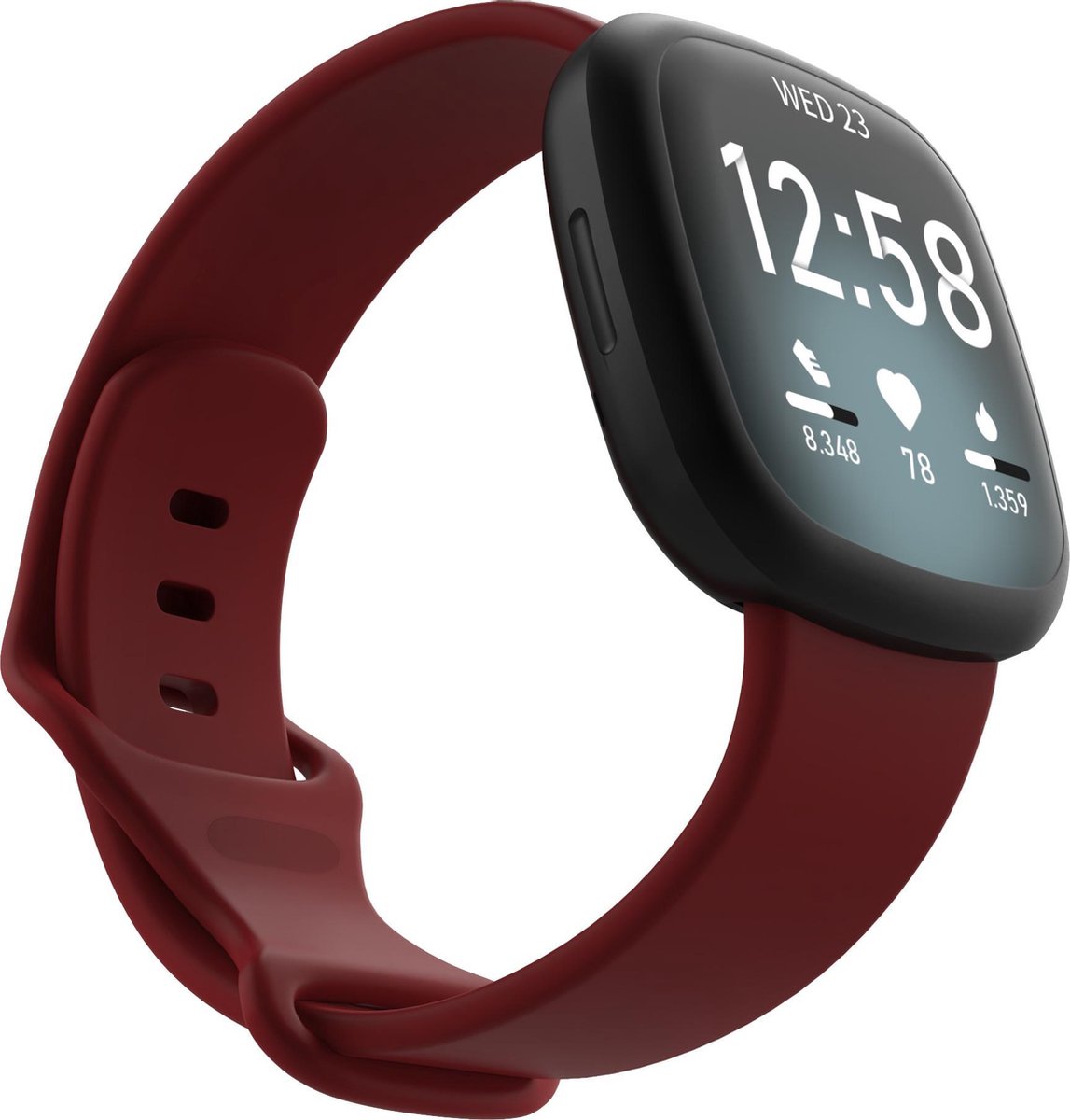 YONO Bandje geschikt voor Fitbit Versa 4 / 3 / Sense – Siliconen – Donkerrood – Small