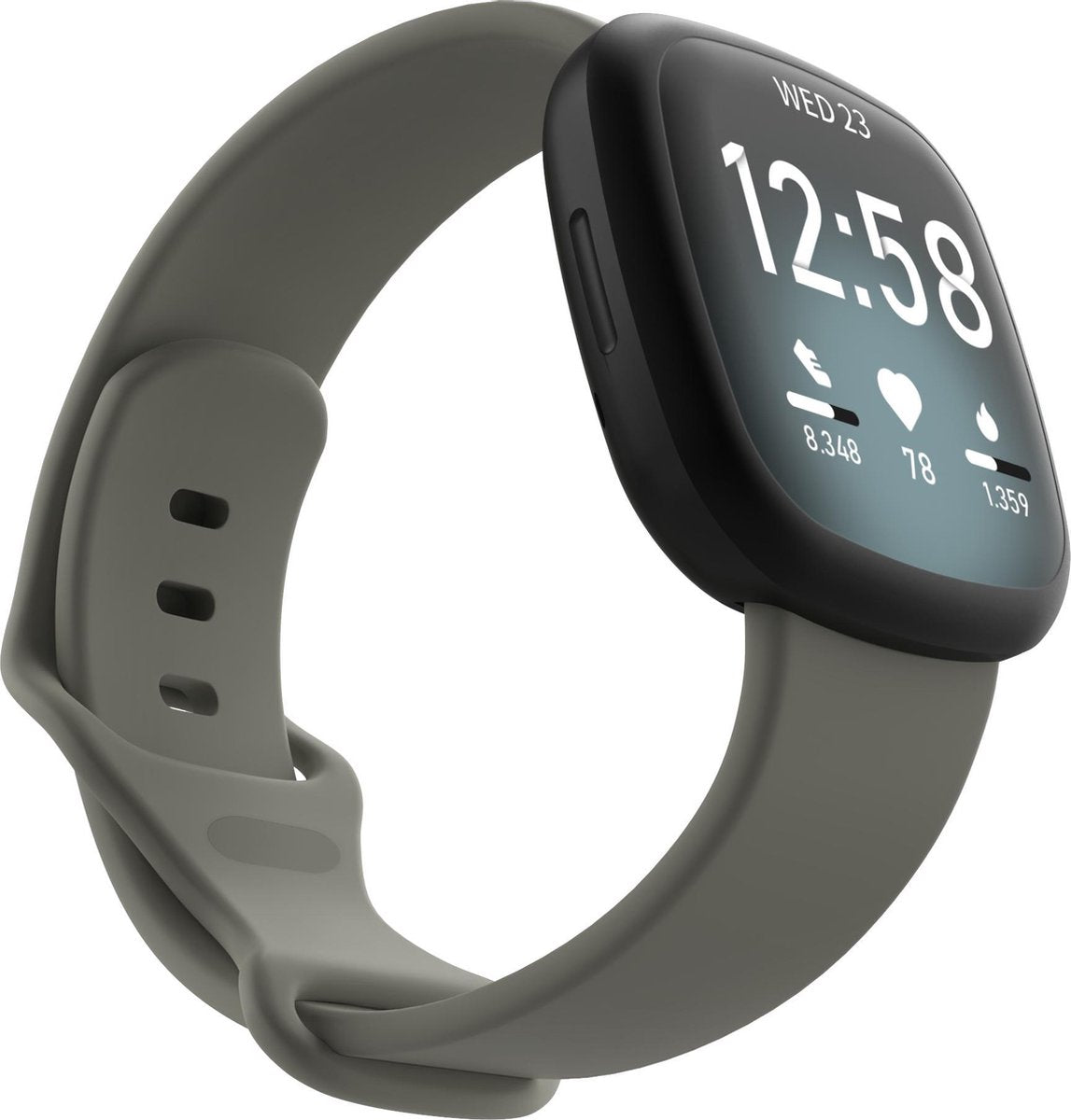 YONO Bandje geschikt voor Fitbit Versa 4 / 3 / Sense – Siliconen – Grijs – Small