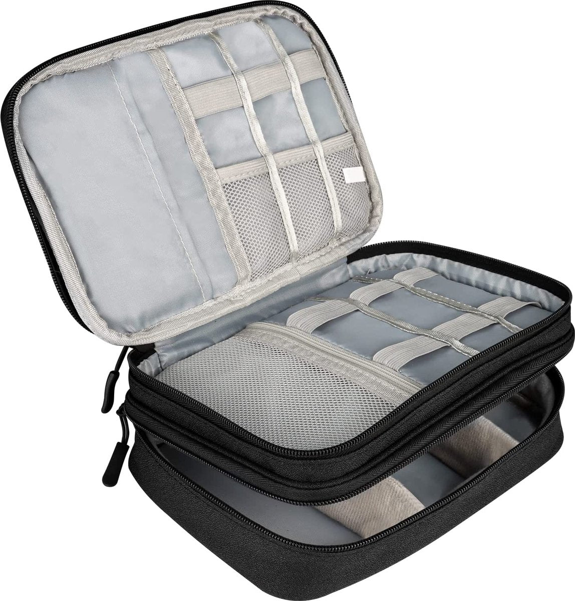 YONO Kabel Organiser Tas Large - Compacte Kabeltas - Opbergtas voor Elektronica en Accessoires - Etui Organizer Case - Zwart