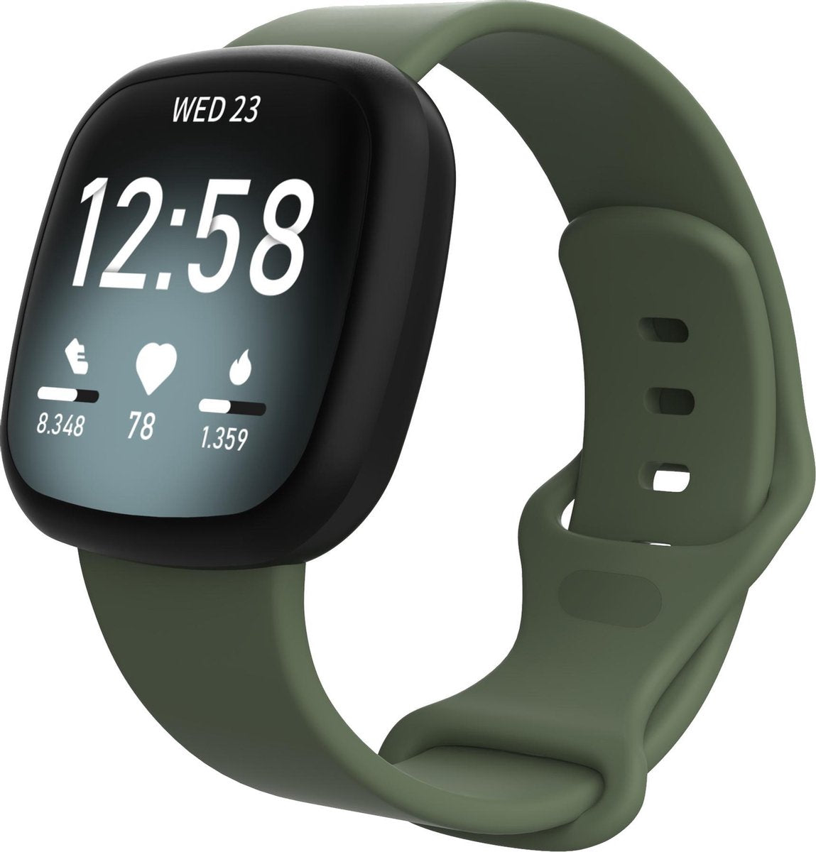 YONO Bandje geschikt voor Fitbit Versa 4 / 3 / Sense – Siliconen – Donkergroen – Small
