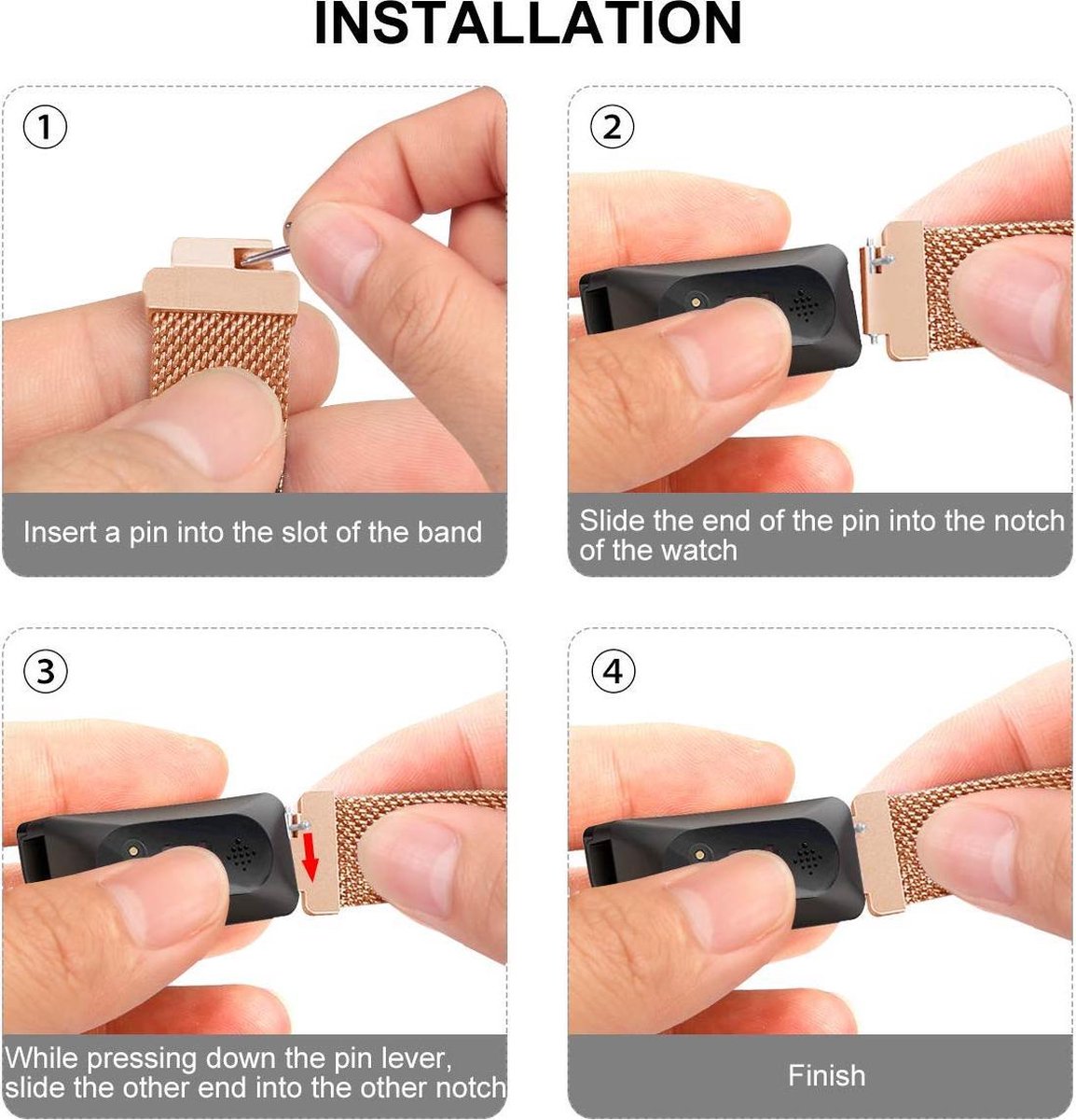 YONO Bandje geschikt voor Fitbit Inspire/HR/2 - Milanees - Goud – Small