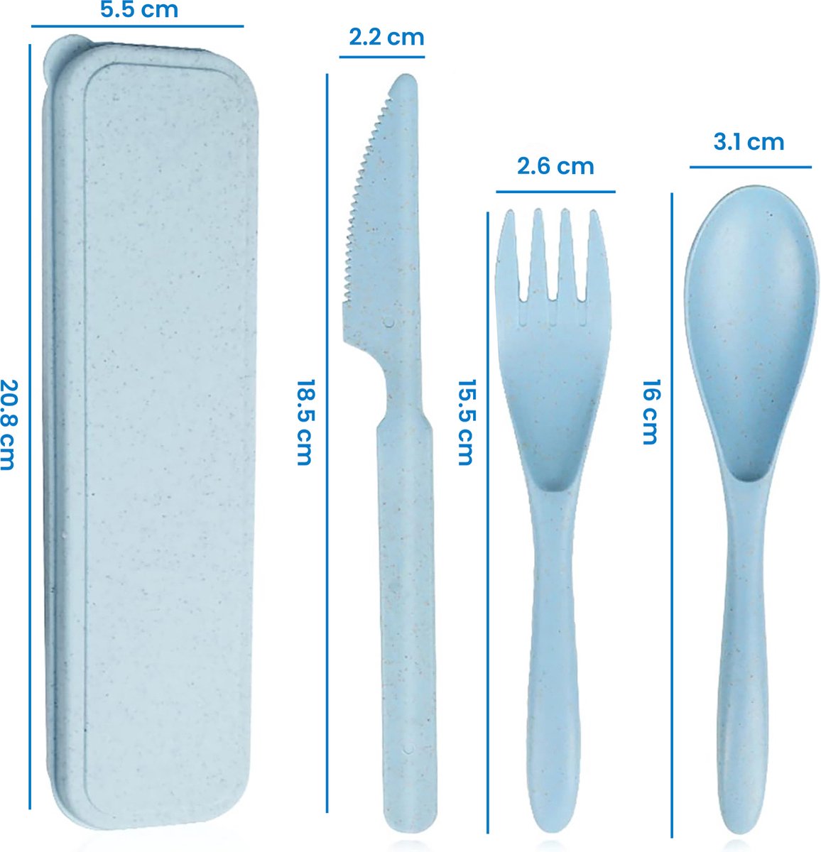 YONO Camping Bestek Set - Outdoor Eetgerei Meeneem Set - Reis Lepel, Vork en Mes - Blauw