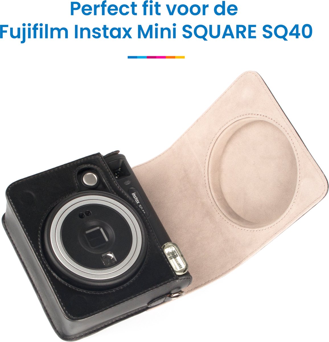 YONO Case geschikt voor Fujifilm Instax SQUARE SQ40 - Hoesje met Draagriem - Zwart