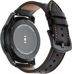 YONO Leer Air Bandje 22mm - Horlogebandje geschikt voor Samsung Galaxy Watch 46mm / 3 (45mm) / Gear s3 - Polar Vantage M2 / Grit X - Huawei Watch GT 3 (pro) / 2 - Amazfit GTR - Zwart