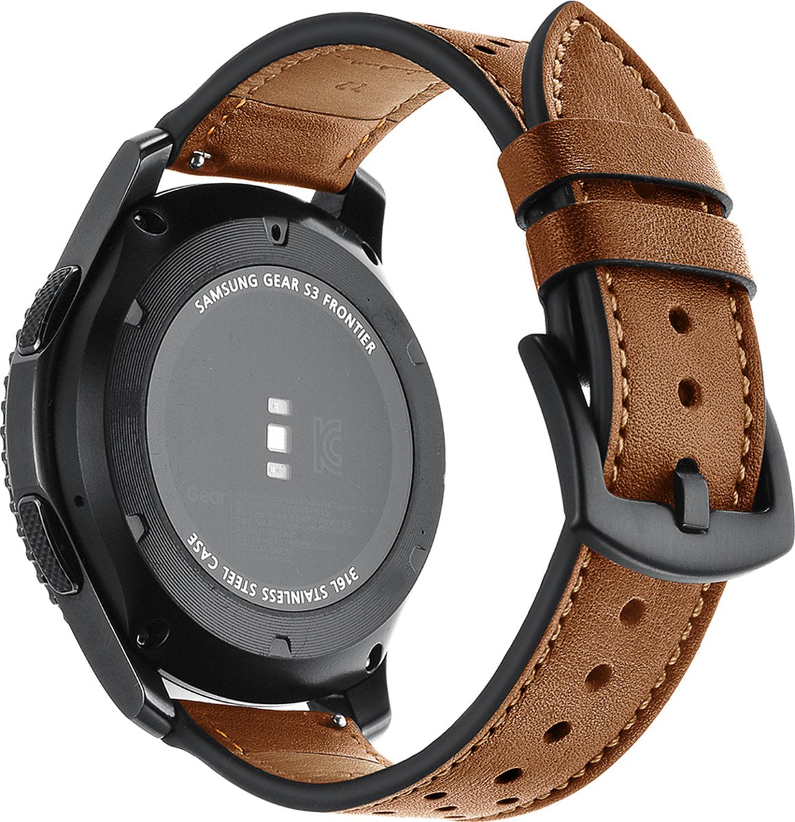 YONO Leer Air Bandje 22mm - Horlogebandje geschikt voor Samsung Galaxy Watch 46mm / 3 (45mm) / Gear s3 - Polar Vantage M2 / Grit X - Huawei Watch GT 3 (pro) / 2 - Amazfit GTR - Bruin