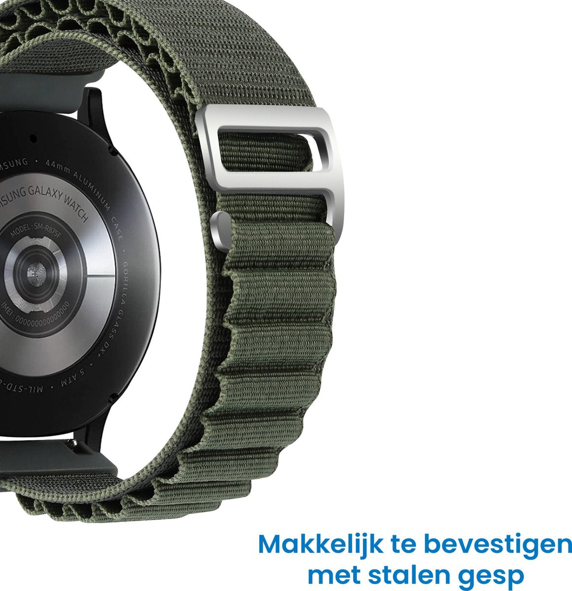 YONO Nylon Loop Bandje 20mm - Horlogebandje geschikt voor Samsung Galaxy Watch 7/6/5 / Pro / 4 / 3 / Active 2 - Polar Ignite / Unite – Huawei - Donkergroen