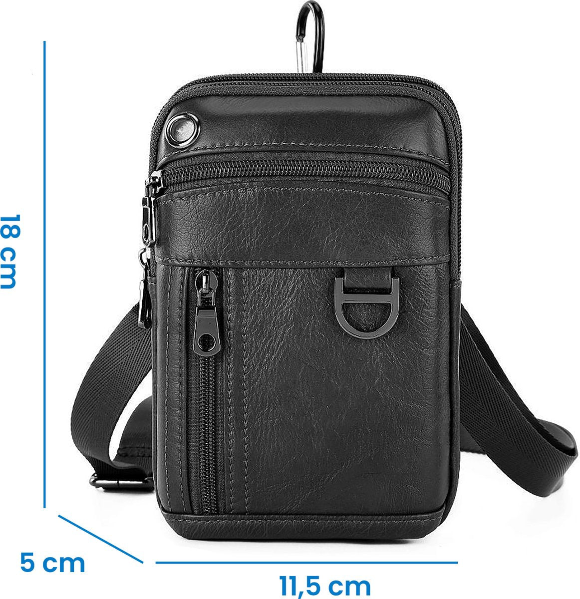 YONO Telefoontasje Leer - Crossbody Schouder Tas - Zwart