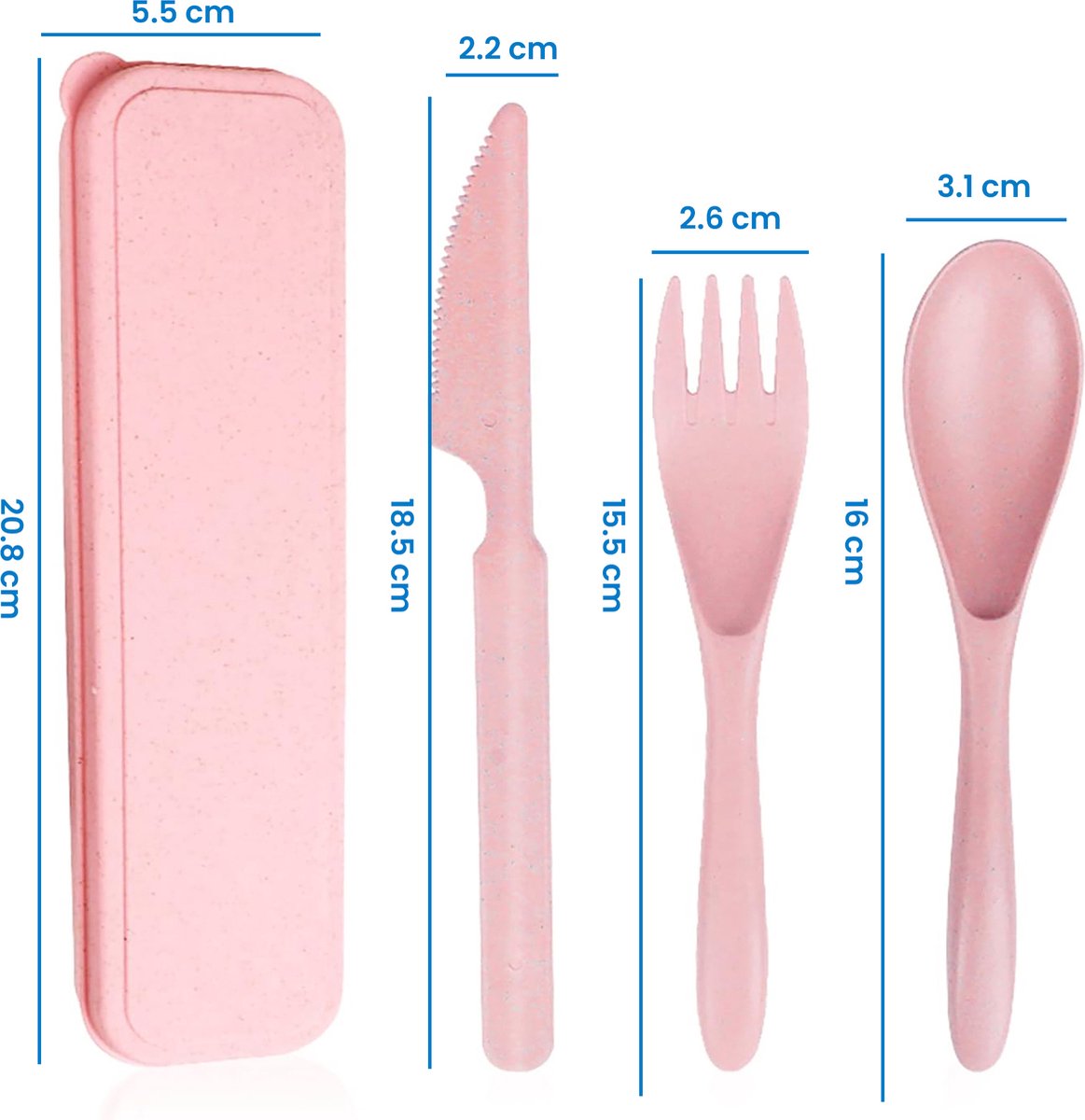 YONO Camping Bestek Set - Outdoor Eetgerei Meeneem Set - Reis Lepel, Vork en Mes - Roze