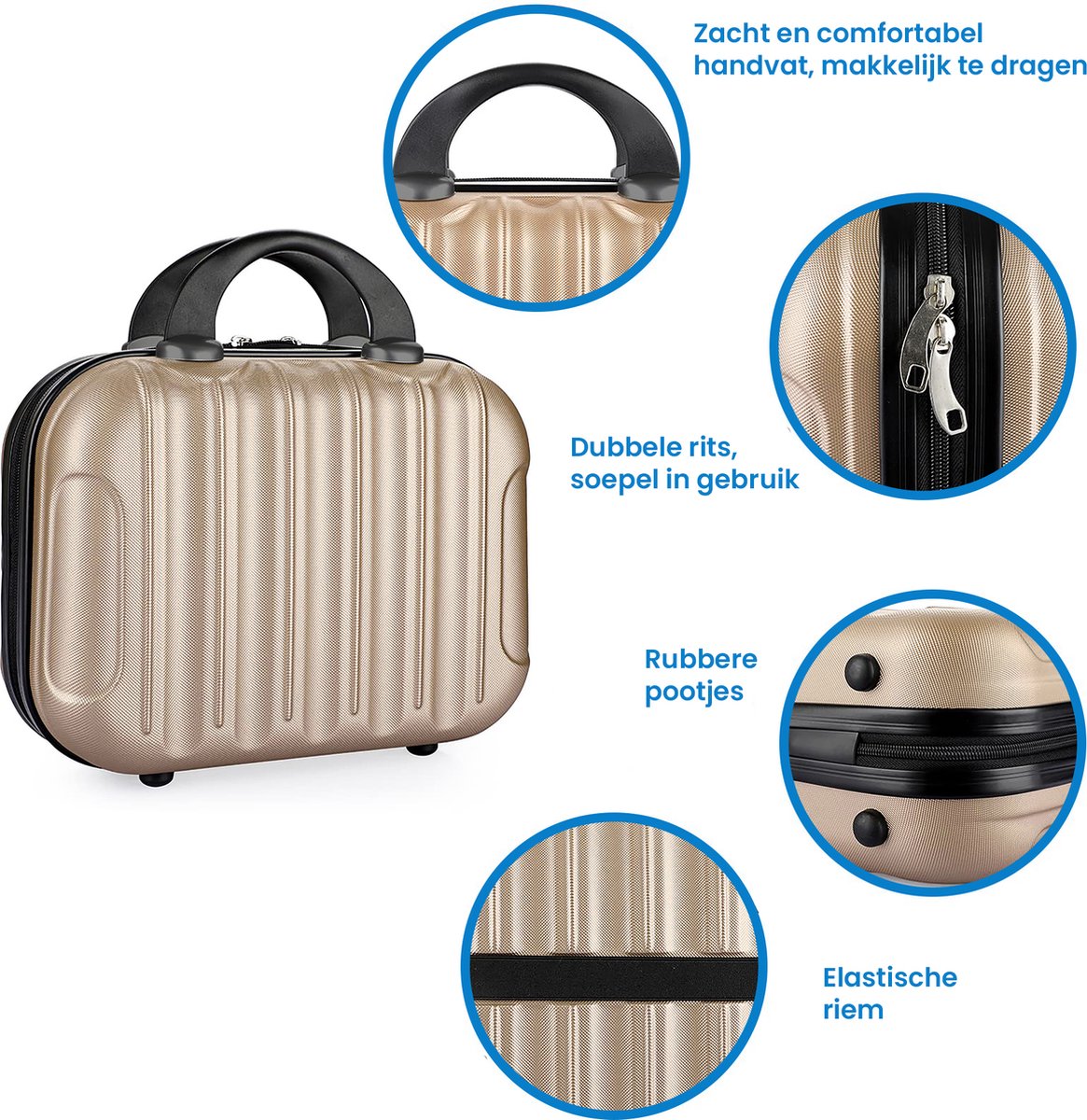 YONO Beautycase Koffer - Luxe Make-up Tas - Handbagage Hard Shell - Champagne