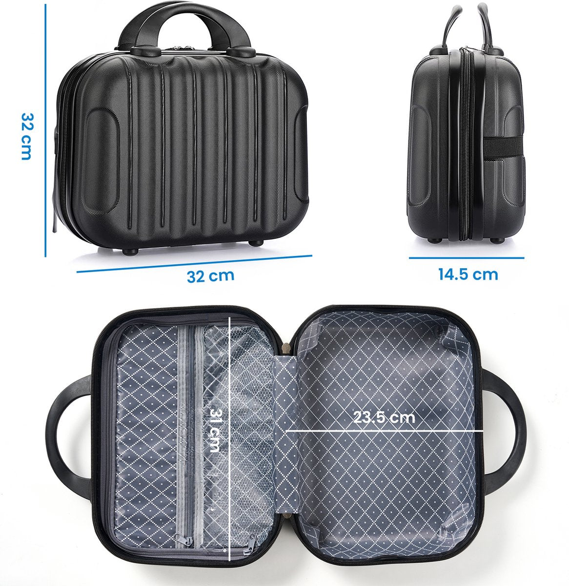 YONO Beautycase Koffer - Luxe Make-up Tas - Handbagage Hard Shell - Zwart