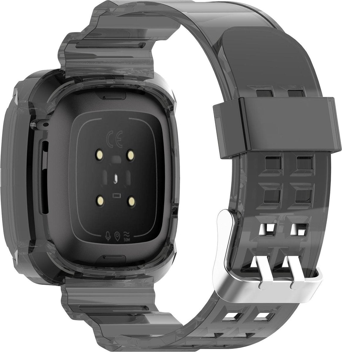 YONO Bandje geschikt voor Fitbit Versa 4 / 3 / Sense - Lucent - Zwart