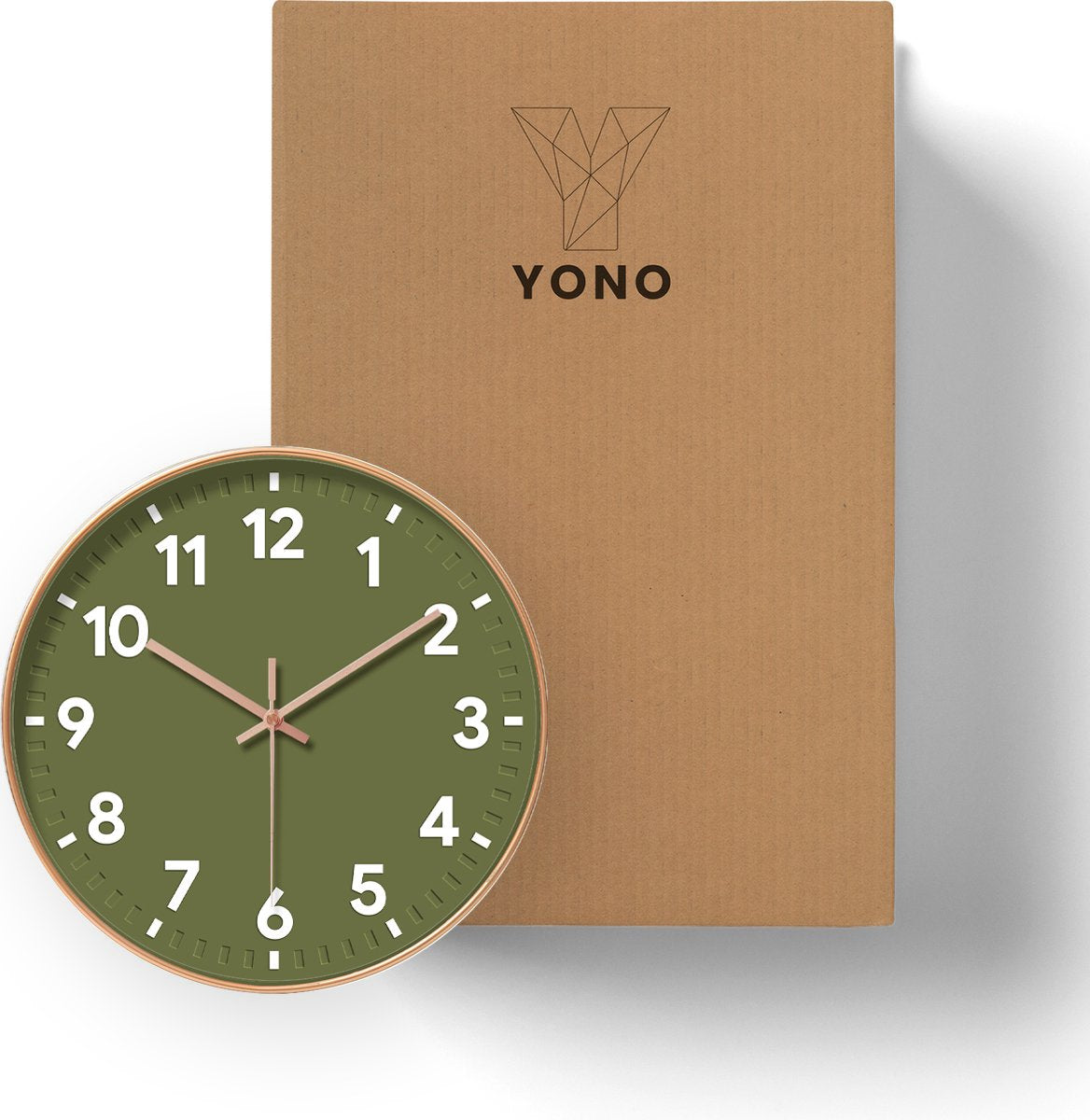 YONO Wandklok Modern - Stille Klok - 30 cm - Donkergroen