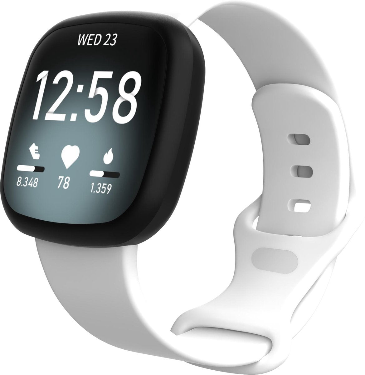 YONO Bandje geschikt voor Fitbit Versa 4 / 3 / Sense – Siliconen – Wit – Large