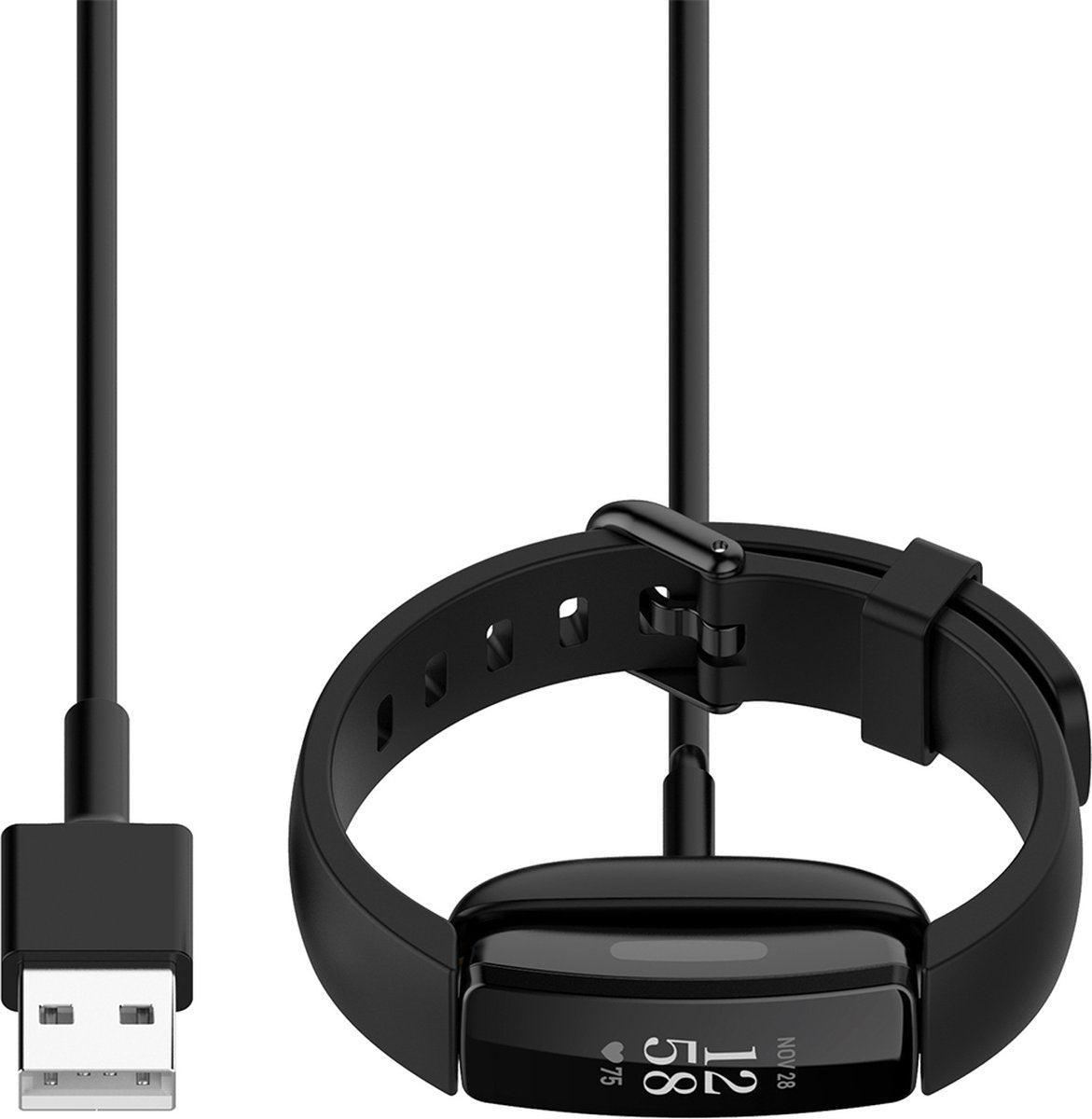 YONO Oplaadkabel geschikt voor Fitbit Inspire 2 / Ace 3 - USB Oplader - 1 Meter - Zwart