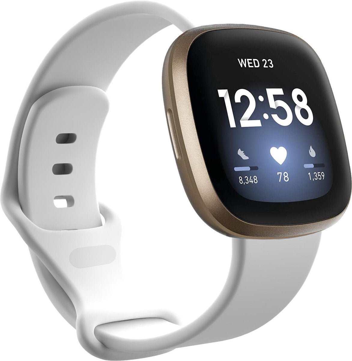 YONO Bandje geschikt voor Fitbit Versa 4 / 3 / Sense – Siliconen – Wit – Large