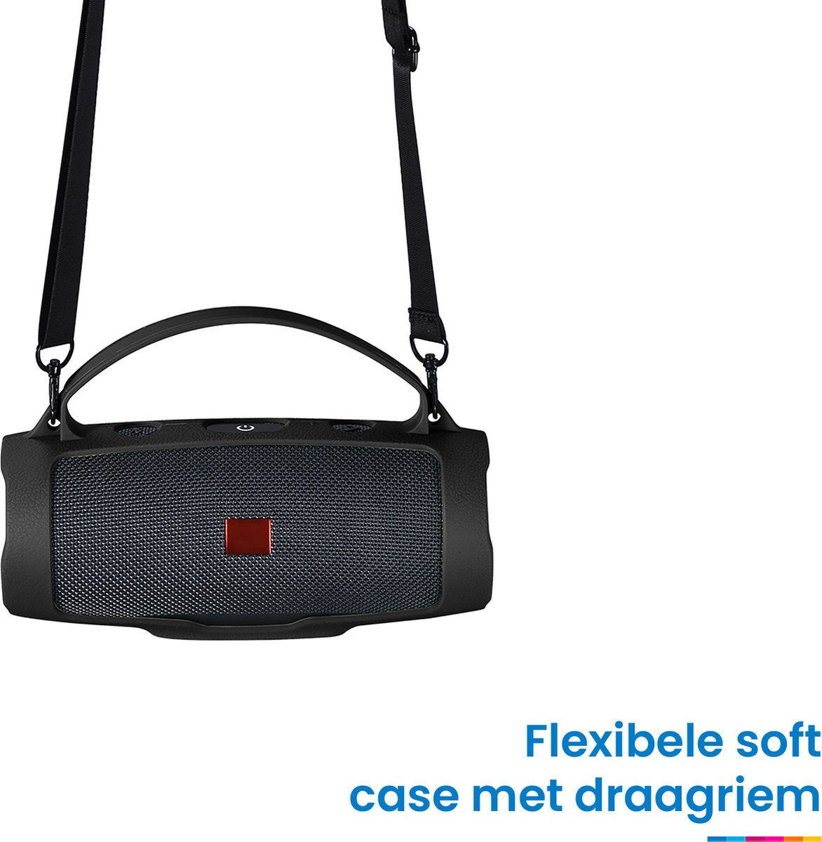 YONO Siliconen Hoes geschikt voor JBL Charge Essential 2 - Case met Draagriem en Handvat - Beschermhoes - Zwart