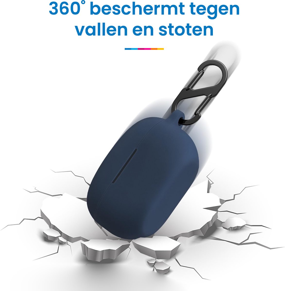 YONO Soft Case geschikt voor Sony WF-1000XM5 - Hoesje met Clip - Donkerblauw