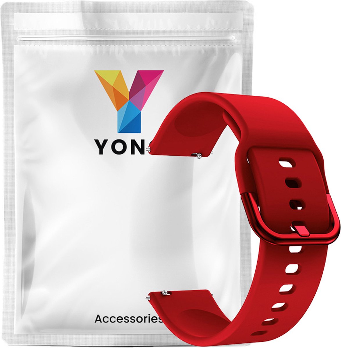 YONO Siliconen Classic Bandje 20mm - Horlogebandje geschikt voor Samsung Galaxy Watch 7/6/5 / Pro / 4 / 3 / Active 2 - Polar Ignite / Unite – Huawei - Rood