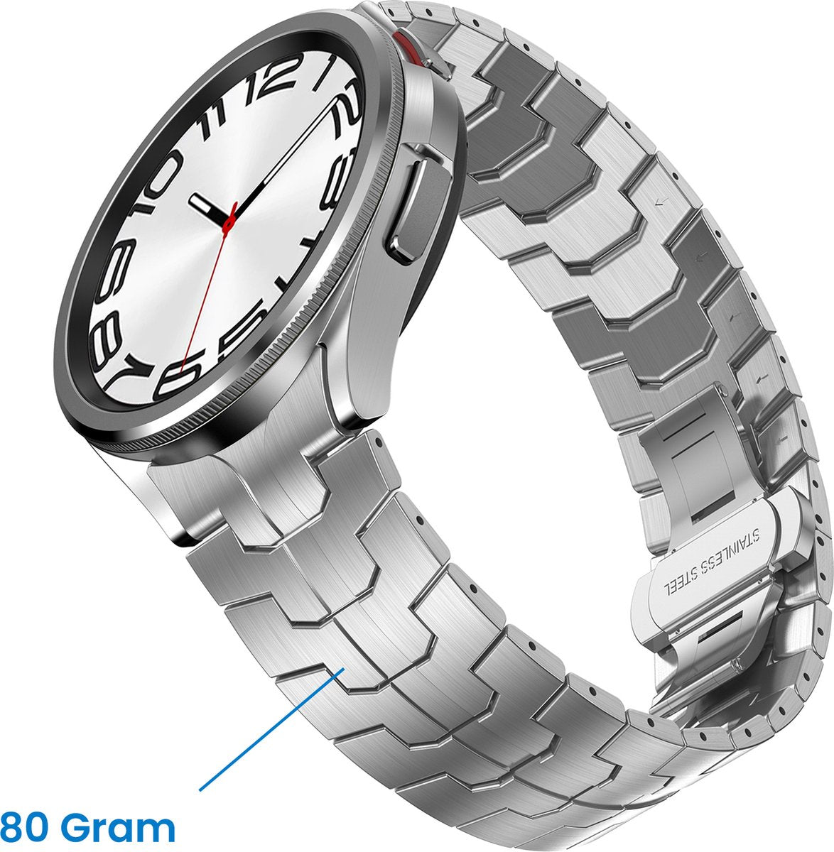 YONO Stalen Vlinder Bandje 20mm - Horlogebandje geschikt voor Samsung Galaxy Watch 7/6/5/4 (40/43/44/47mm Classic & Pro) - Zilver