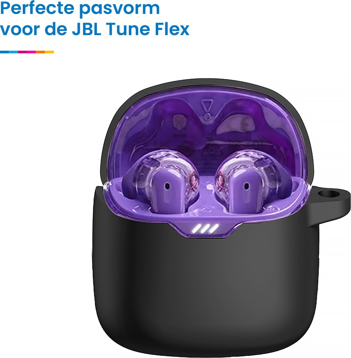 YONO Soft Case geschikt voor JBL Tune Flex - Siliconen Hoesje met Clip - Zwart