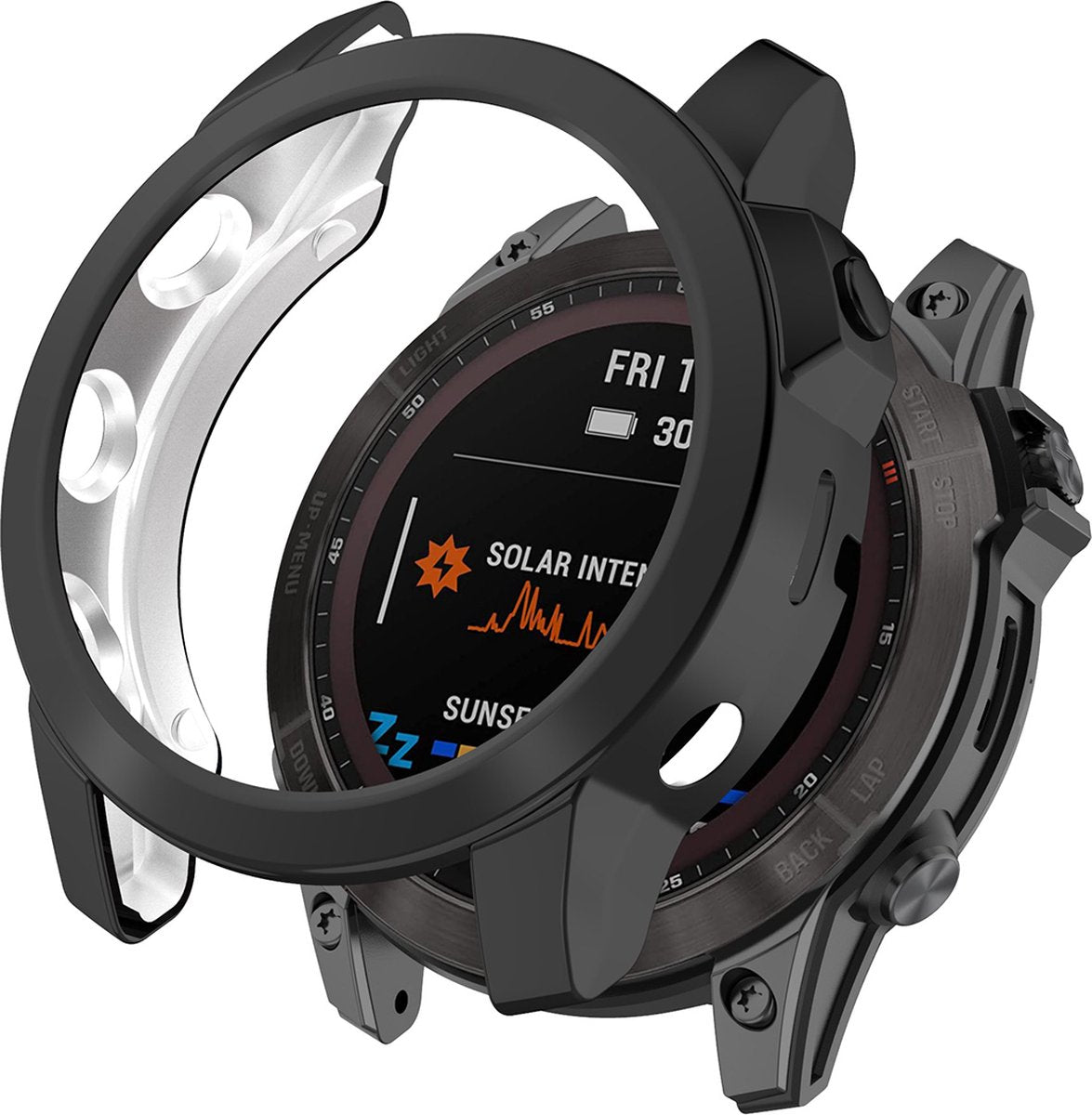 YONO Bumper geschikt voor Garmin Fenix 7X - Siliconen Hoesje - Bescherming Case - Zwart
