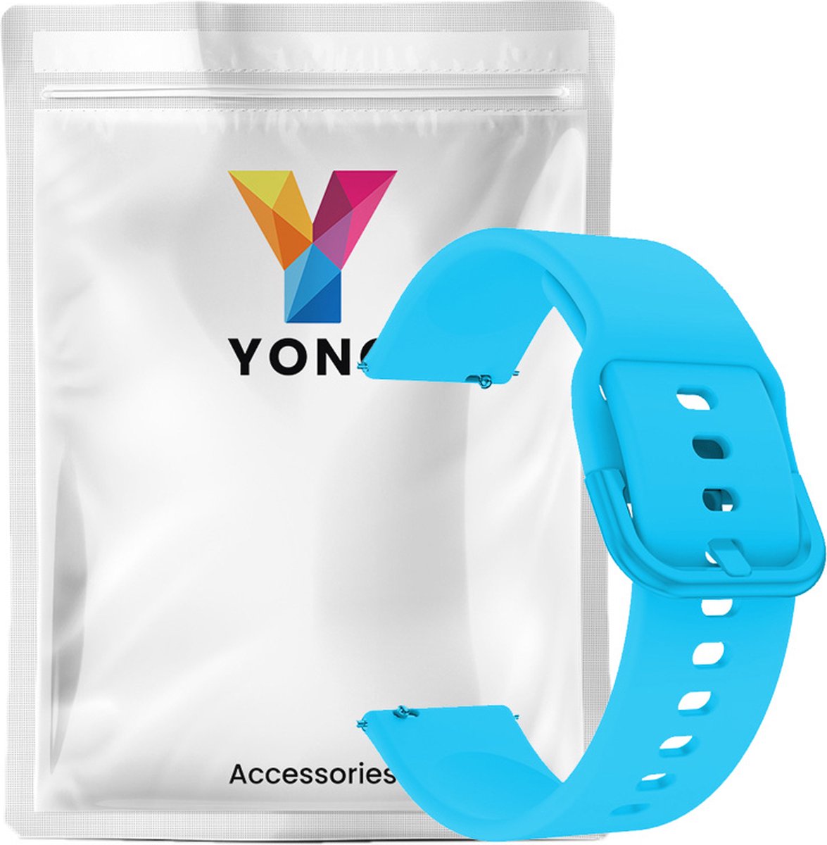 YONO Siliconen Classic Bandje 20mm - Horlogebandje geschikt voor Samsung Galaxy Watch 7/6/5 / Pro / 4 / 3 / Active 2 - Polar Ignite / Unite – Huawei - Blauw