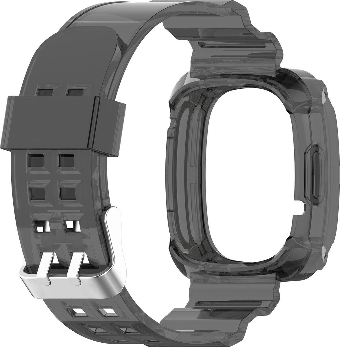 YONO Bandje geschikt voor Fitbit Versa 4 / 3 / Sense - Lucent - Zwart