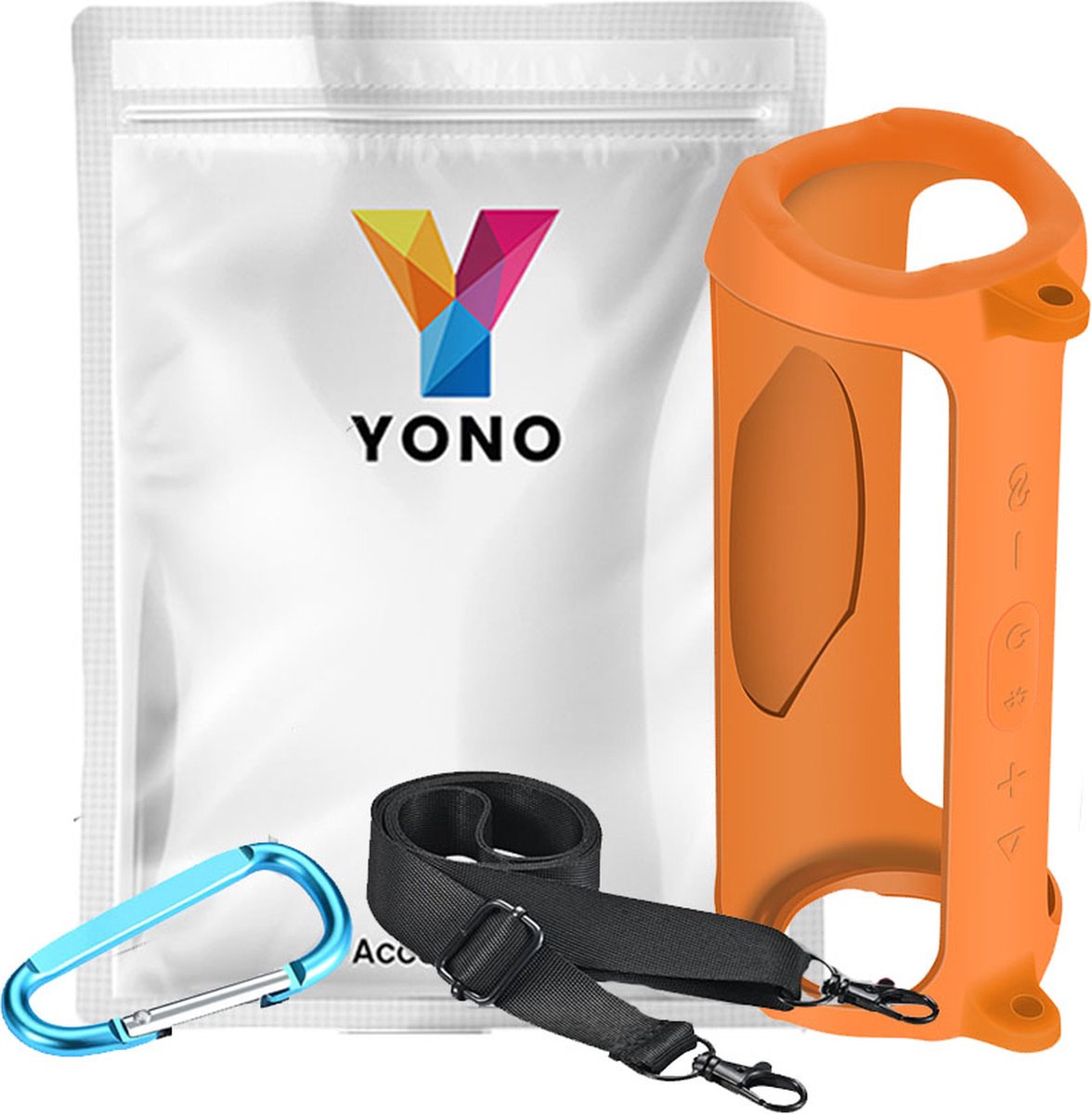 YONO Siliconen Hoes geschikt voor JBL Charge 5 – Case met Draagriem en Clip – Beschermhoes - Oranje