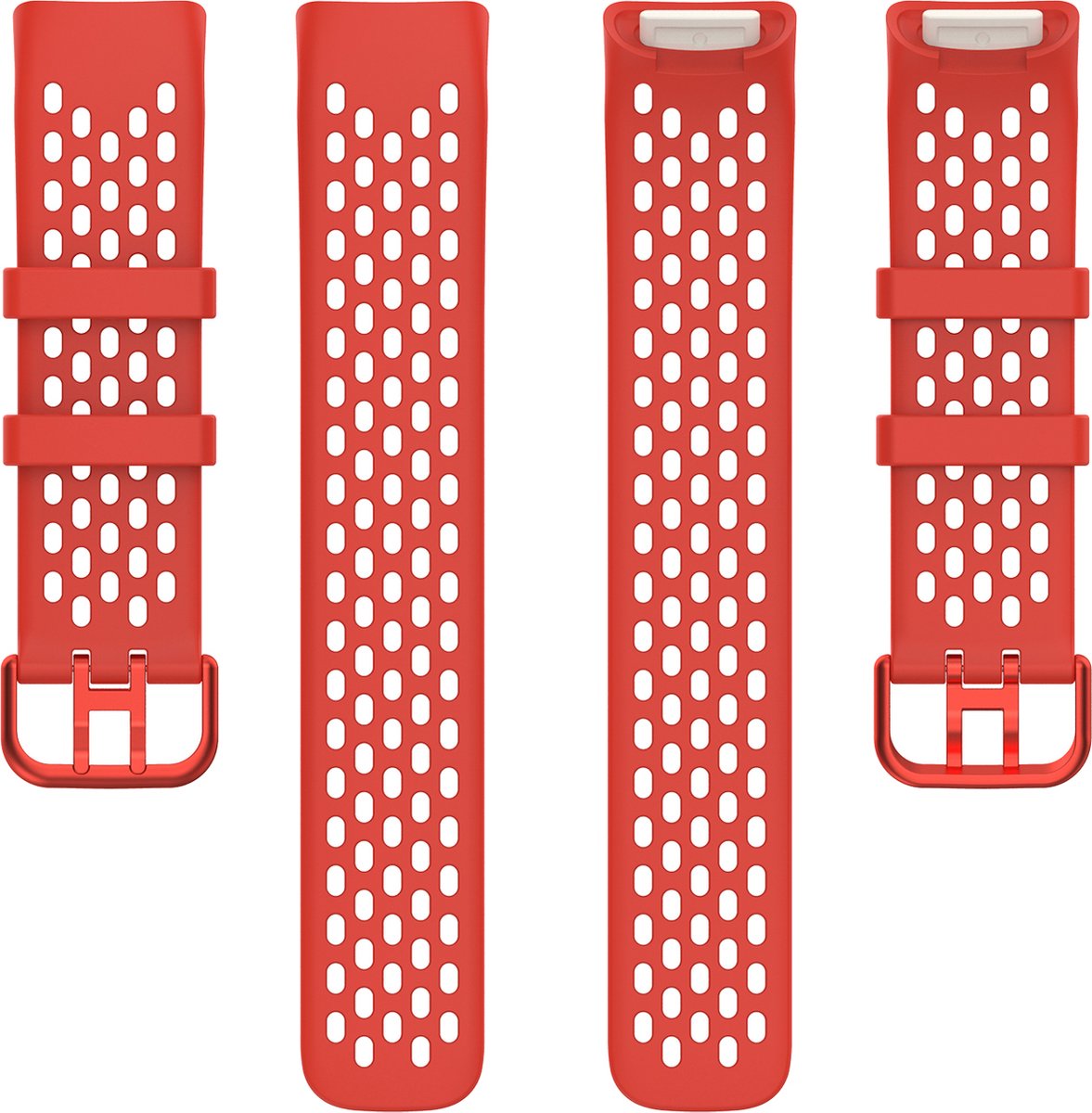 YONO Sport Air Bandje geschikt voor Fitbit Charge 5 / 6 - Vervangende Siliconen Armband Strap - Rood