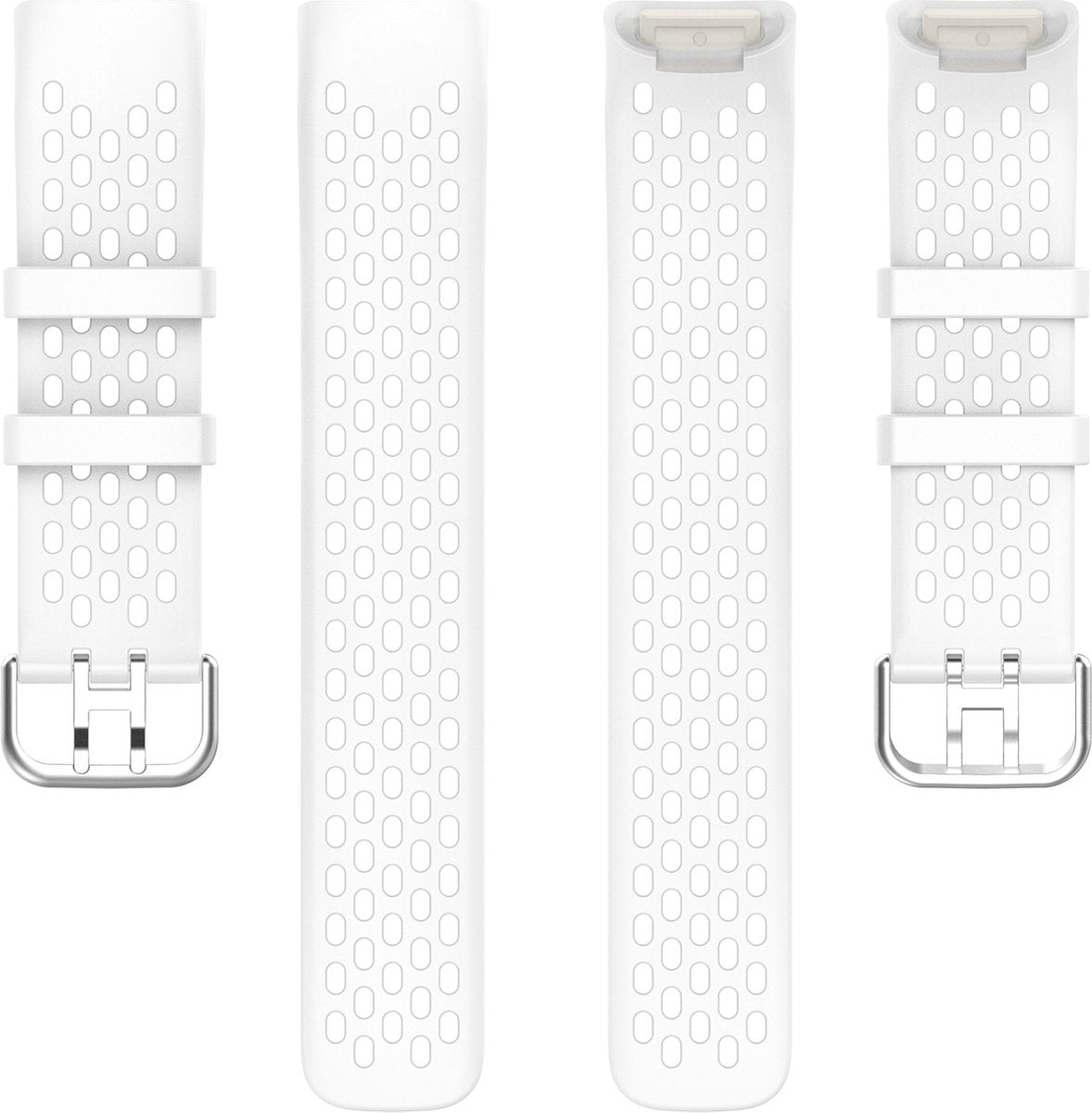 YONO Sport Air Bandje geschikt voor Fitbit Charge 5 / 6 - Vervangende Siliconen Armband Strap - Wit