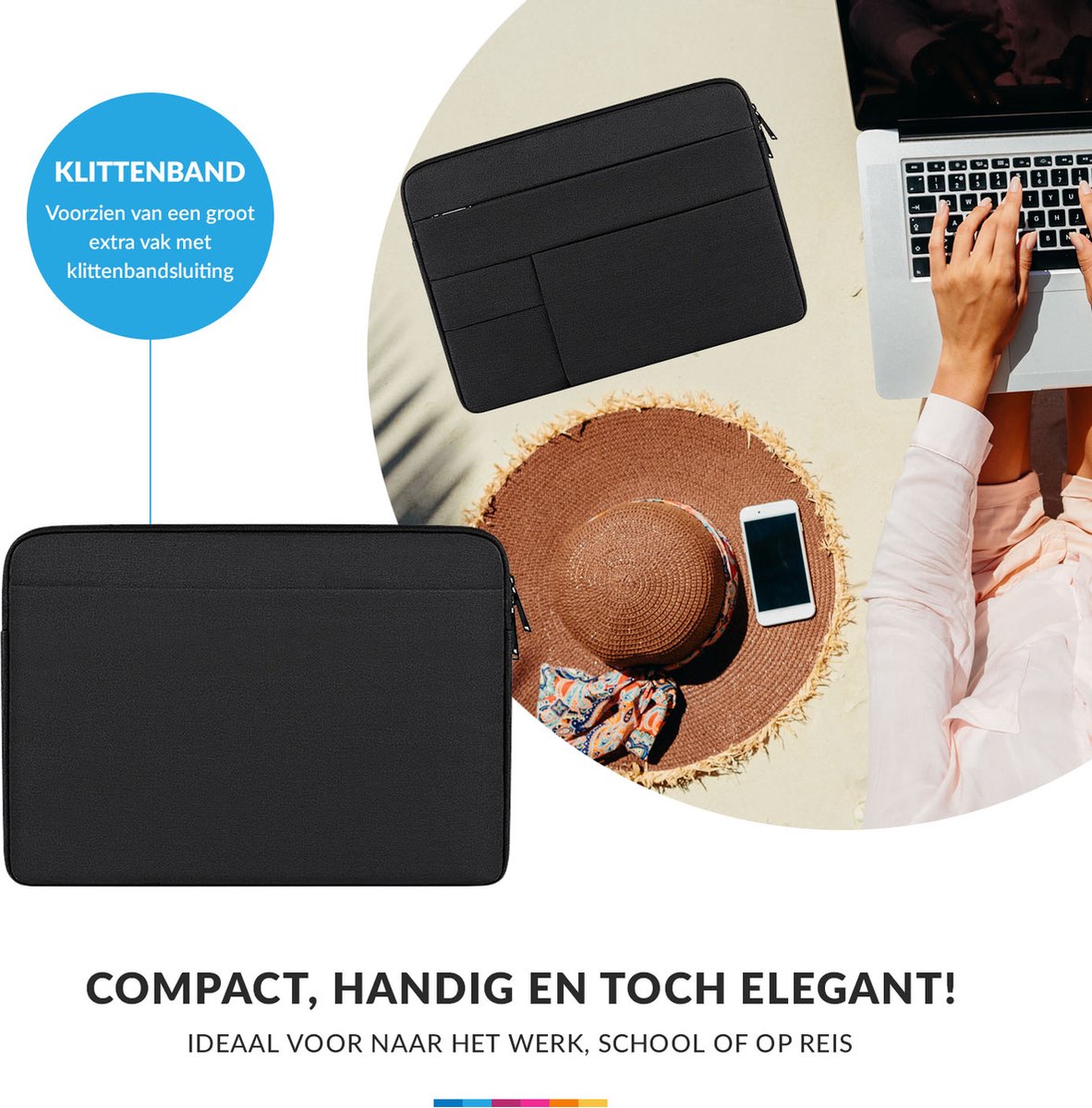 YONO Laptophoes 13 Inch – Hoes geschikt voor Apple MacBook Pro en Air 13.3 – Laptop Sleeve – Waterafstotende Laptoptas – Zwart