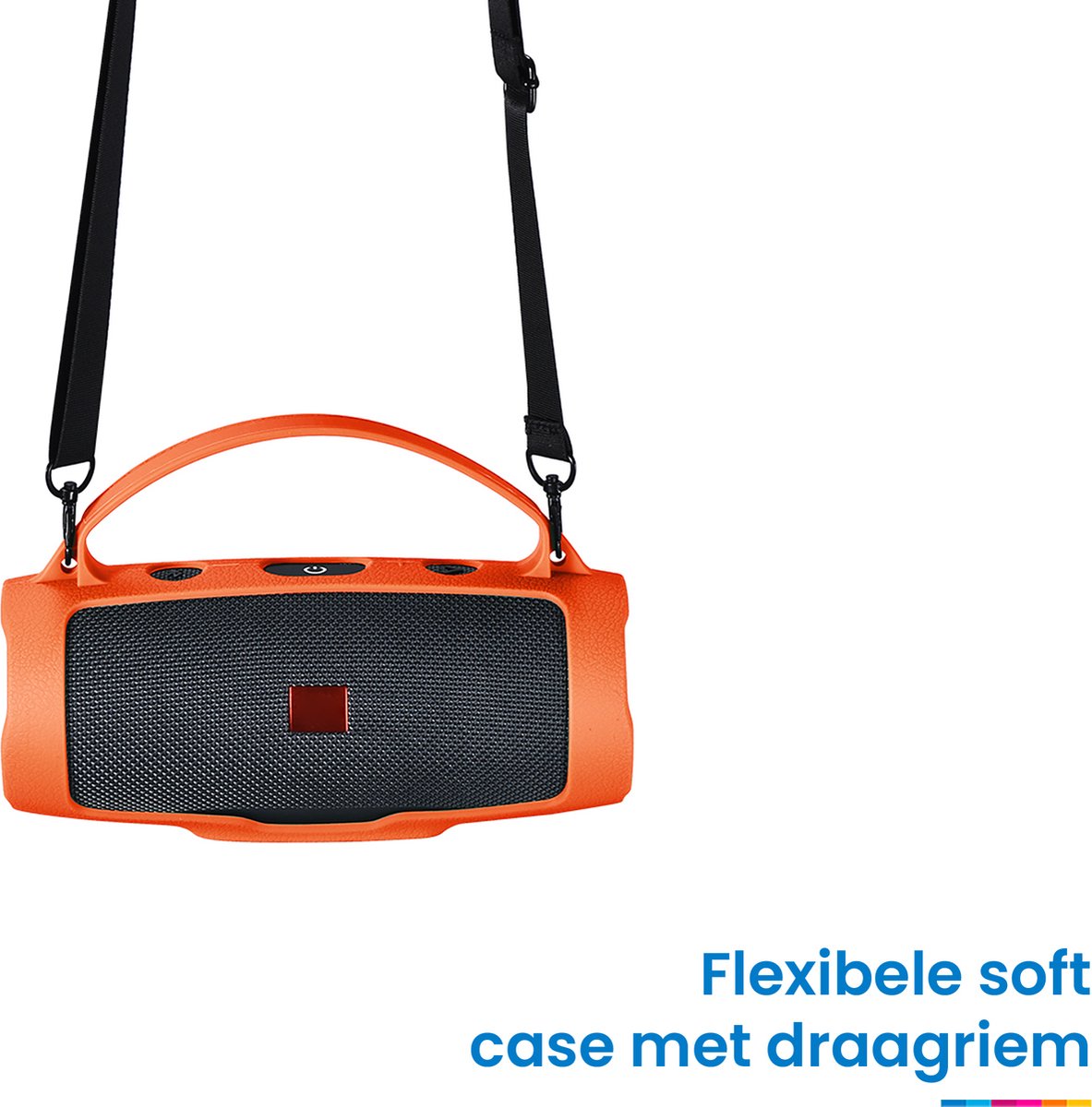 YONO Siliconen Hoes geschikt voor JBL Charge Essential 2 - Case met Draagriem en Handvat - Beschermhoes - Oranje