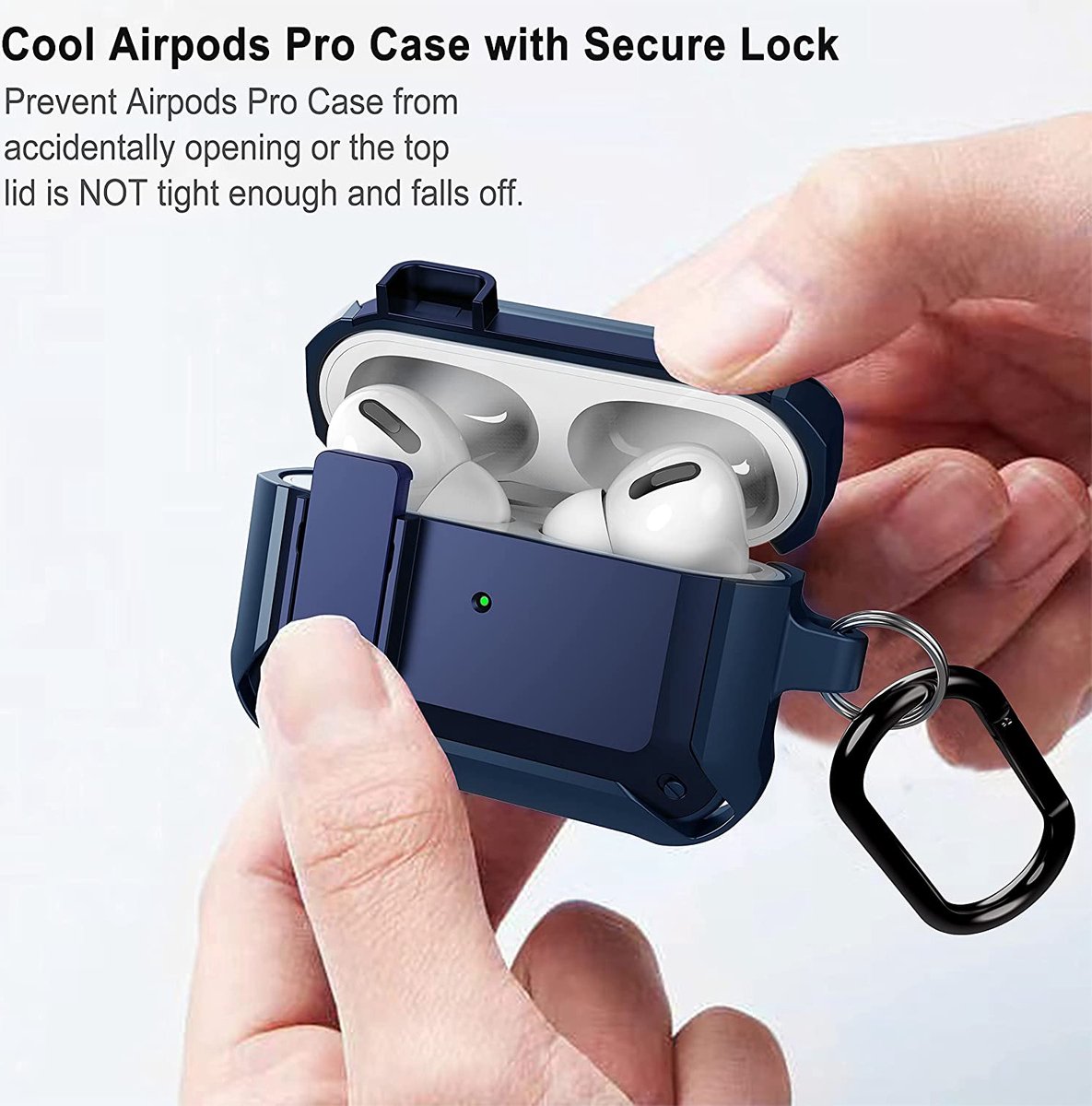 YONO Hoesje geschikt voor Airpods Pro 1 / 2 - Armor Case met Lock - Donkerblauw