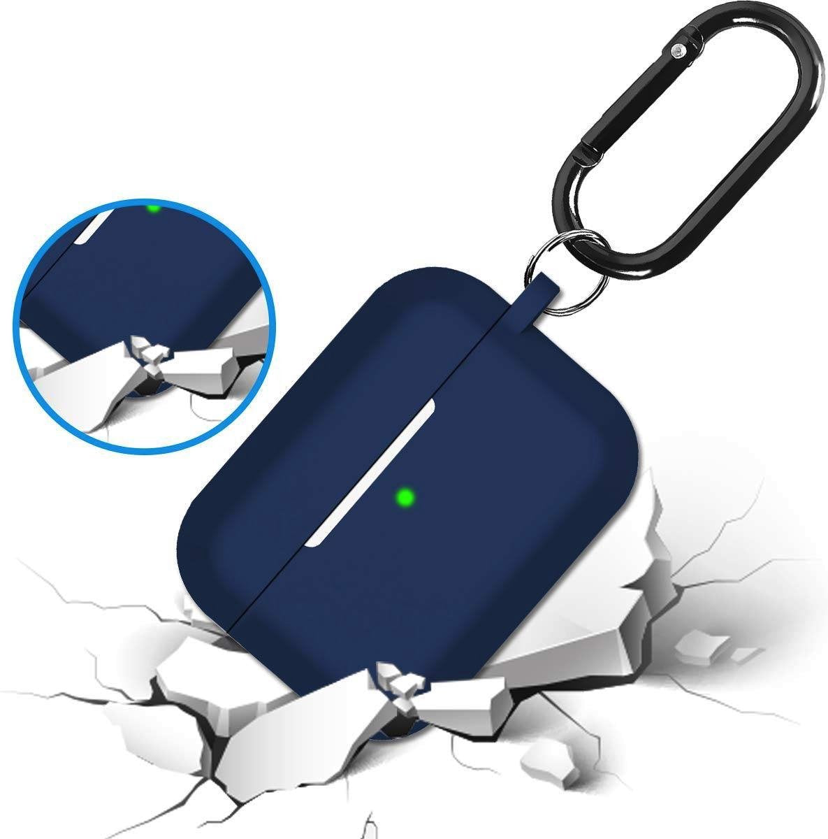 YONO Siliconen Hoesje geschikt voor Apple Airpods Pro 1 / 2 - Met Clip – Donkerblauw