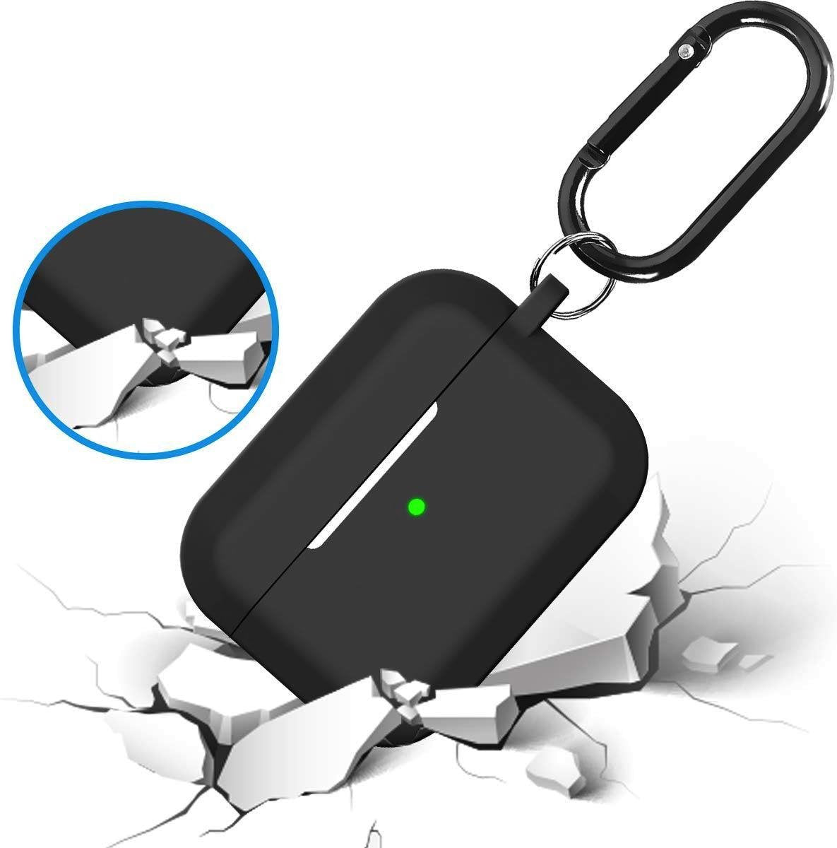 YONO Siliconen Hoesje geschikt voor Apple Airpods Pro 1 / 2 - Met Clip – Zwart