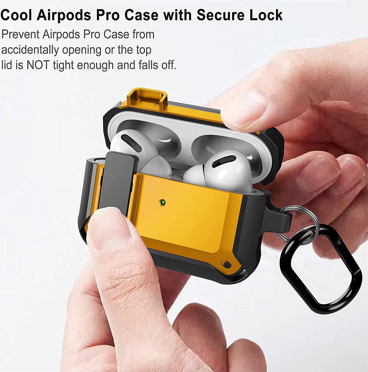 YONO Hoesje geschikt voor Airpods Pro 1 / 2 - Armor Case met Lock - Geel