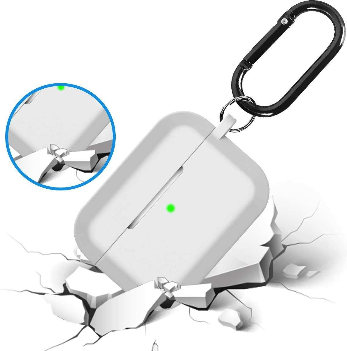 YONO Siliconen Hoesje geschikt voor Apple Airpods Pro 1 / 2 - Met Clip - Wit