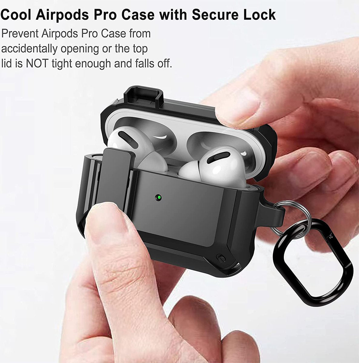 YONO Hoesje geschikt voor Airpods Pro 1 / 2 - Armor Case met Lock - Zwart