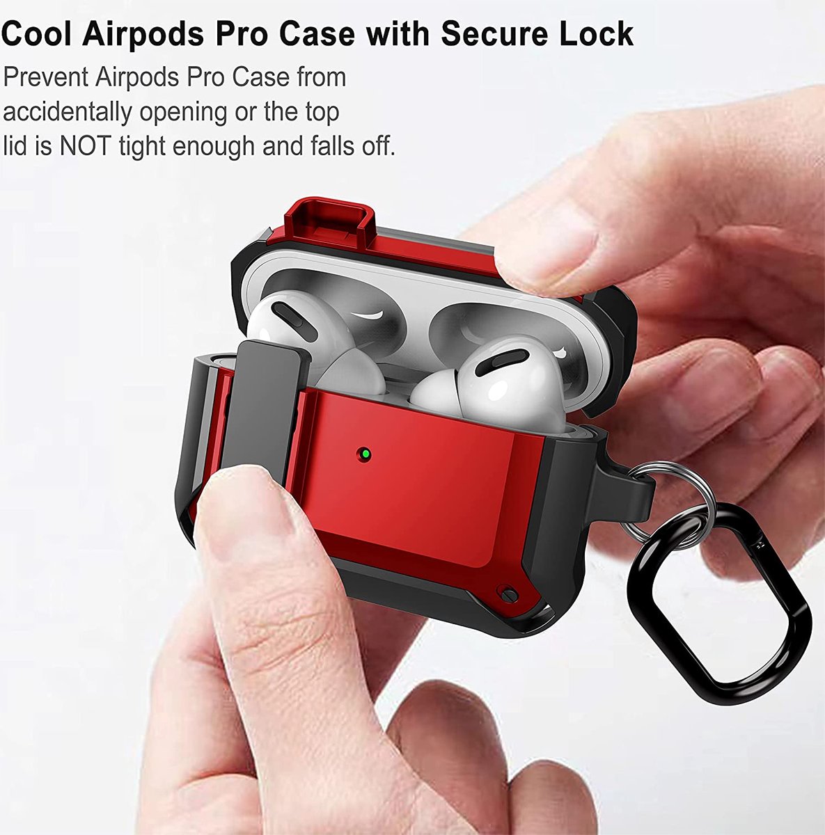 YONO Hoesje geschikt voor Airpods Pro 1 / 2 - Armor Case met Lock - Rood