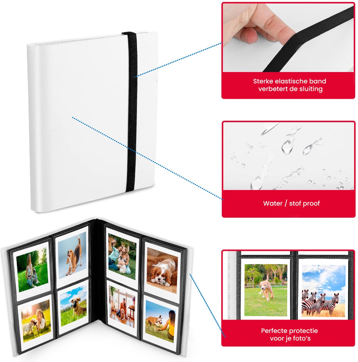 YONO Fotoalbum 160 voor Instant Camera Fotopapier - Fotoboek Geschikt voor Fujifilm Instax Mini 12 / 11 / 9 / 8 / 7s / 25 / 90 / Link / SP-2 / Liplay - Film Polaroid - Kodak - Square en Meer - Wit