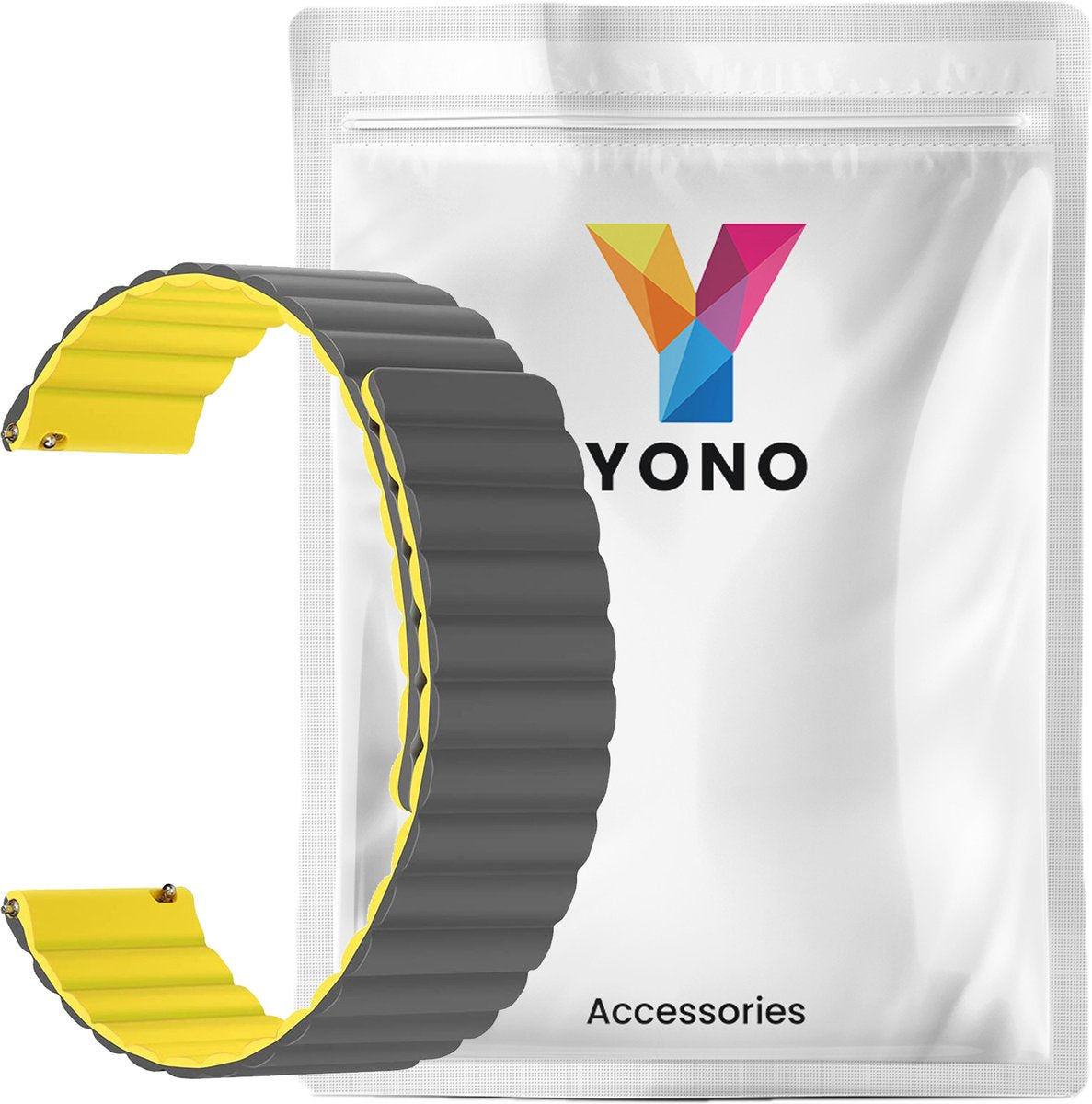 YONO Siliconen Link Bandje 22mm - Horlogebandje geschikt voor Samsung Galaxy Watch 46mm / 3 (45mm) / Gear s3 - Polar Vantage M2 / Grit X - Huawei Watch GT 3 (pro) / 2 - Amazfit GTR - Grijs / Geel