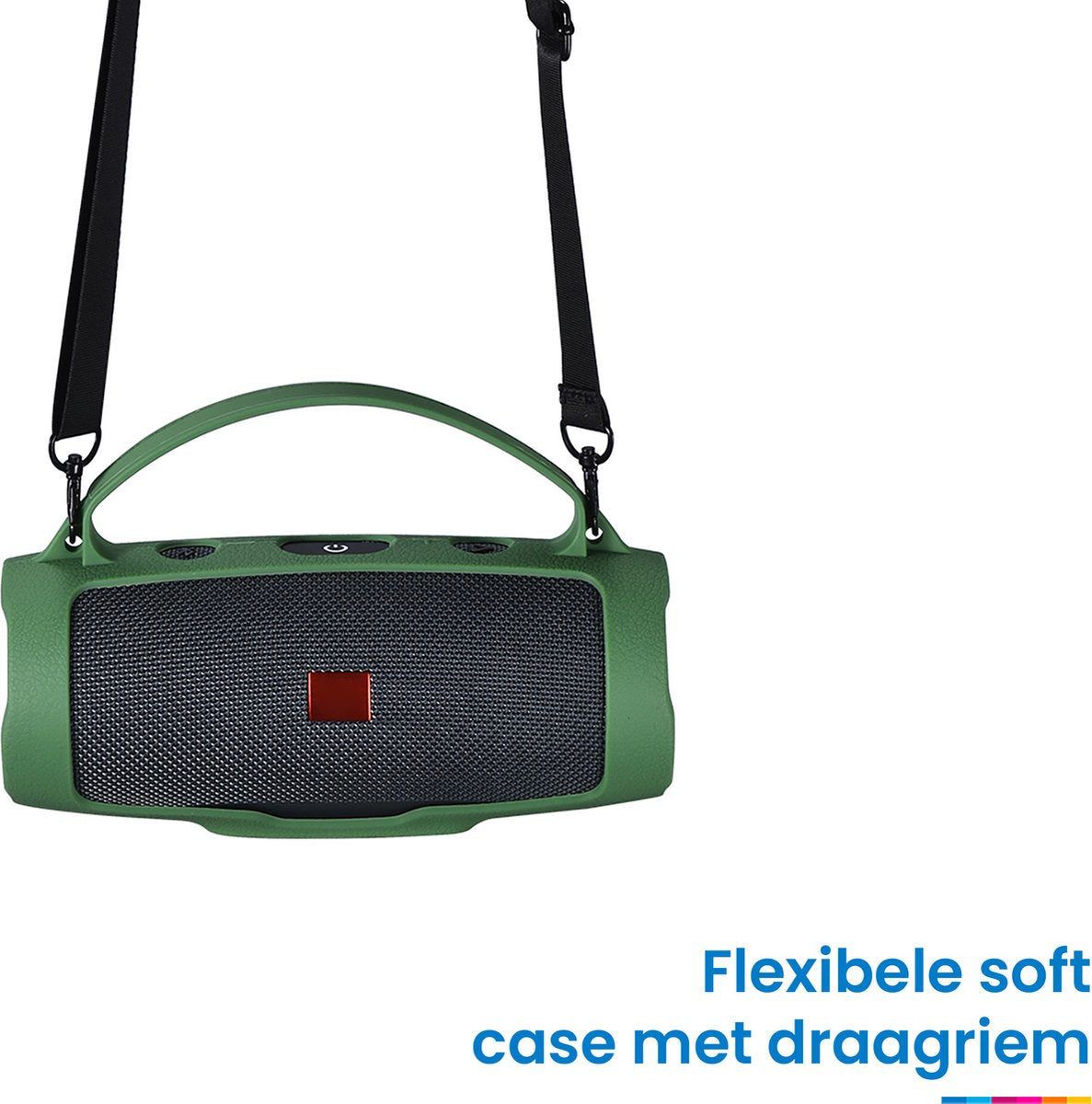 YONO Siliconen Hoes geschikt voor JBL Charge Essential 2 - Case met Draagriem en Handvat - Beschermhoes - Donkergroen